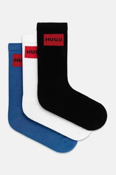Ponožky HUGO 3P QS RIB LABEL CC 3-pack