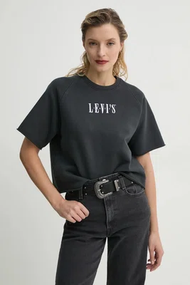 Bavlněné tričko Levi's GR DIANA SS SWEATSHIRT šedá barva, 001JX