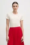 Bavlněné tričko Tommy Hilfiger béžová barva, WW0WW44433