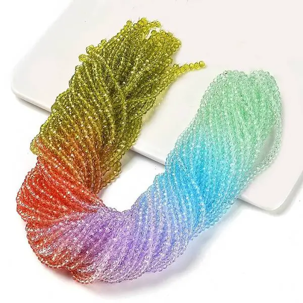 Transparent Painted Glass Beads Strands