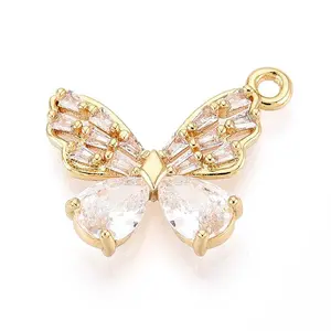Brass Pave Clear Cubic Zirconia Pendants