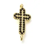 Brass Pave Black Cubic Zirconia Connector Charms