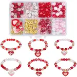 Valentine's Day Theme DIY Polymer Clay Rhinestone Beads Stretch Bracelet Making Kits