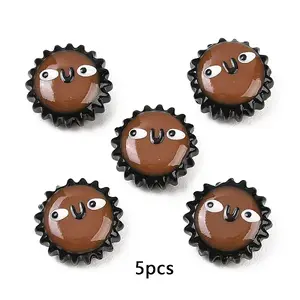 5Pcs Fuuny Painted Glass Beads Enamel Beads