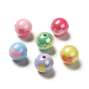 Two Tone UV Plating Rainbow Iridescent Acrylic Beads