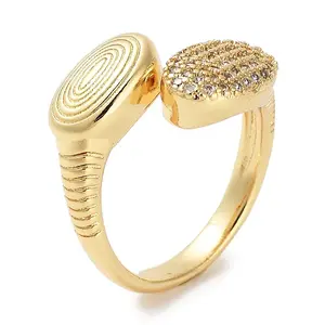 Rack Plating Brass Pave Clear Cubic Zirconia Open Cuff Rings