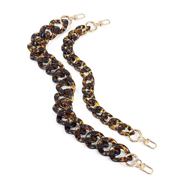 2Pcs 2 Styles Acrylic Leopard Print Curb Chain Purse Chains