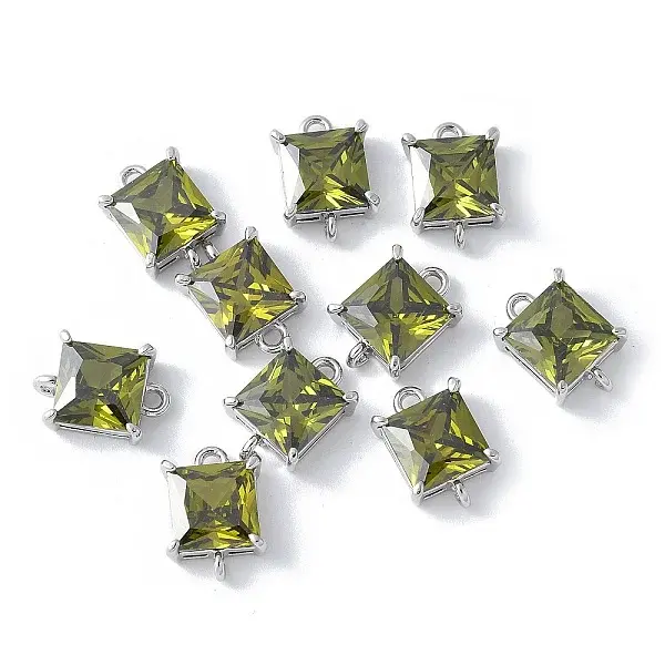 Brass Pave Cubic Zirconia Connector Charms