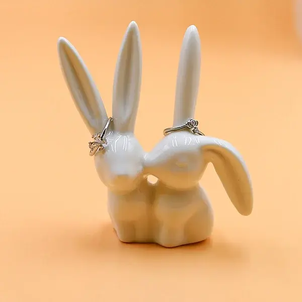 Porcelain Rabbit Sculpture Display Decorations