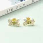 Bowknot Brass Micro Pave Clear Cubic Zirconia Stud Earrings