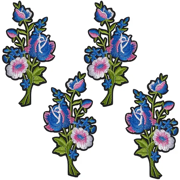 4Pcs 2 Styles Embroider Thread Iron on/Sew On Patches