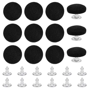 12Pcs Cotton Covered Iron Buttons