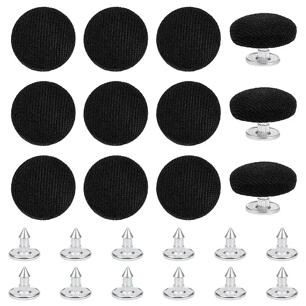 12Pcs Cotton Covered Iron Buttons