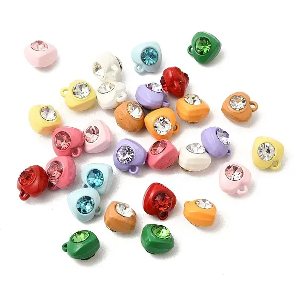 Spray Painted Alloy Rhinestone Pendants