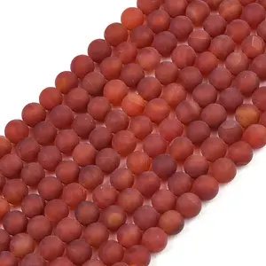 Frosted Natural Red Agate Beads Strands