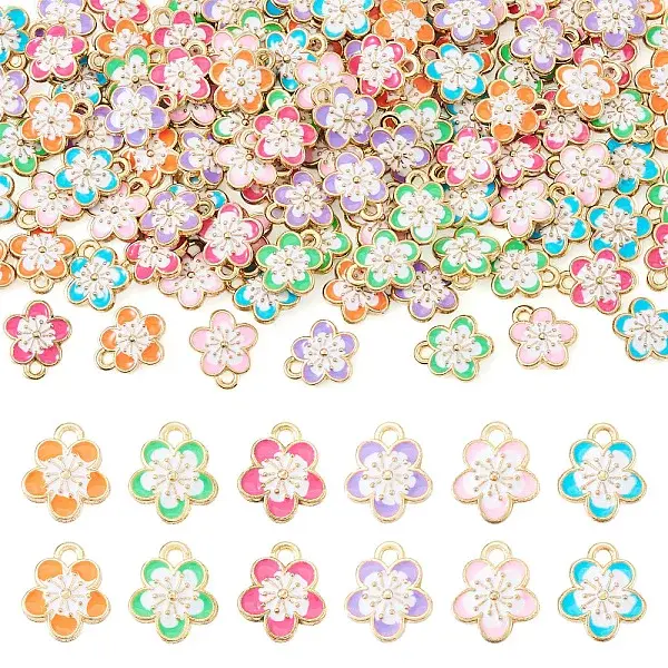 108Pcs 6 Colors Alloy Enamel Pendants