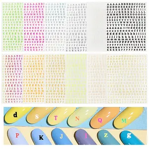 24 Sheets 12 Colors Letter Style Plastic Nail Art Stickers