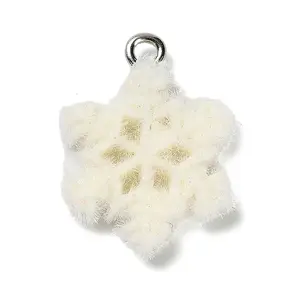 Christmas Flocky Opaque Resin Pendants