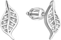 Beneto Stříbrné náušnice lístečky se zirkony AGUP1634S