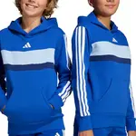 Dětská mikina adidas modrá barva, s kapucí, vzorovaná, JC7481