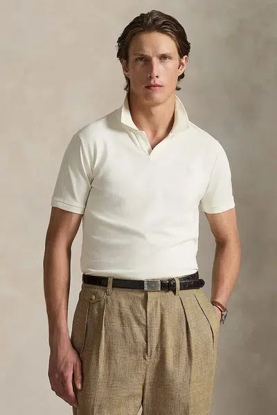 Bavlněné polo tričko Polo Ralph Lauren pánské, béžová barva, 710968951