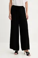 Kalhoty United Colors of Benetton dámské, černá barva, široké, high waist, 4VW95F00C