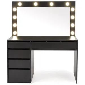 Toaletný stolík Hollywood XL čierny + LED