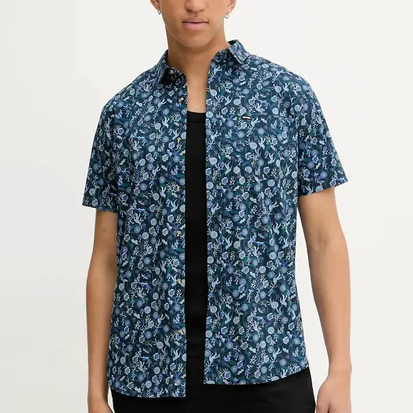 Košile Rip Curl pánská, tmavomodrá barva, regular, s klasickým límcem, 03DMSH