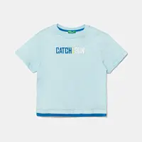 Dětské bavlněné tričko United Colors of Benetton modrá barva, s potiskem, 3SLUG10JF