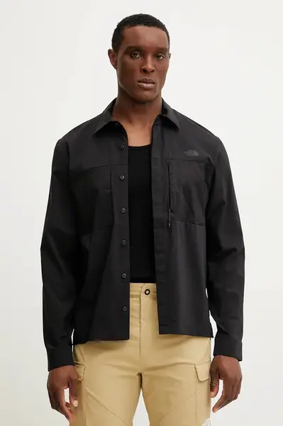 Košile The North Face Lightrange pánská, černá barva, regular, s klasickým límcem, NF0A8B53JK31