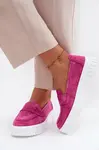 Kožené semišové slip-on boty na platformě, Vinceza Fuchsia
