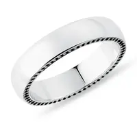 Pánský snubní prsten v bílém zlatě s černými diamanty KLENOTA