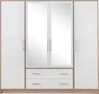 Šatní skříň Smart SR1 Varianta: Se zrcadlem, Barva korpusu + barva dveří: Dub sonoma + Bílá