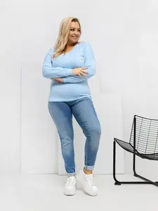 Světle modrá plus size halenka