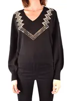 Černý svetr Pinko s výstřihem do V