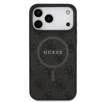 Zadní kryt Guess PU Leather 4G Colored Ring Magnetic pro Apple iPhone 17 Pro Max, černá
