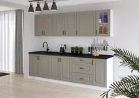 Kuchyňská linka 260 cm Stilo 3 - Bílá + Clay Grey