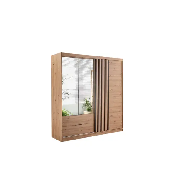 Šatní skříň Majorka Barva korpusu: Dub artisan, Rozměry: 203 cm, Dveře: Dub artisan + zrcadlo
