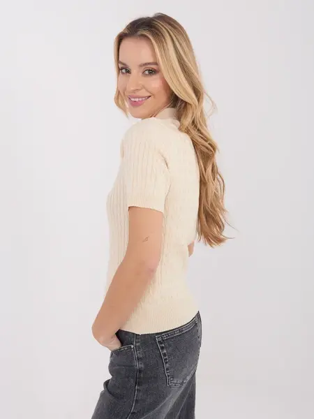 Svetrový top s límcem, světle béžový