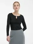 Černý dámský top s dlouhým rukávem