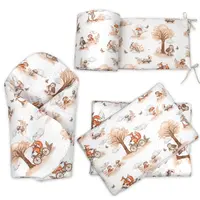 Baby Nellys 3D Mantinel s povlečením + zavinovačka zdarma, Liška, béžová,bílá