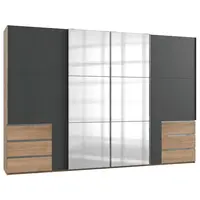 MID.YOU SKŘÍŇ S POSOUVACÍMI DVEŘMI, barvy grafitu, barvy dubu, 350/236/65 cm