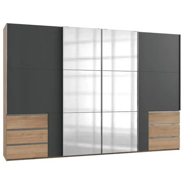 MID.YOU SKŘÍŇ S POSOUVACÍMI DVEŘMI, barvy grafitu, barvy dubu, 350/236/65 cm