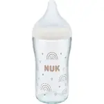 NUK Perfect Match Glass Bottle sklenená dojčenská fľaša s kontrolou teploty 3m+ 230 ml