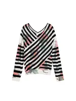 Desigual Sveter  nefritová / svetločervená / čierna / biela