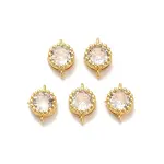 Brass Pave Clear Cubic Zirconia Flat Round Connector Charms
