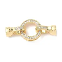 Brass Micro Pave Clear Cubic Zirconia Fold Over Clasps