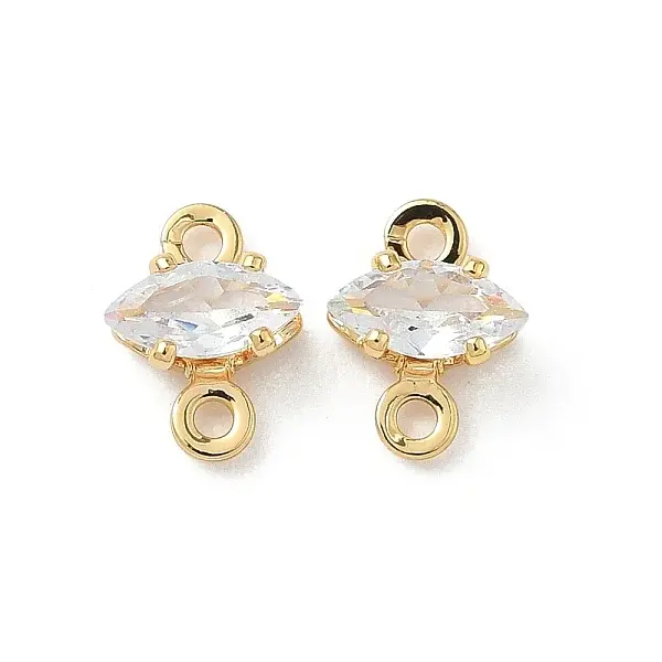 Brass Pave Clear Cubic Zirconia Connector Charms