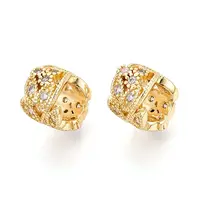 Brass Micro Pave Clear Cubic Zirconia European Beads