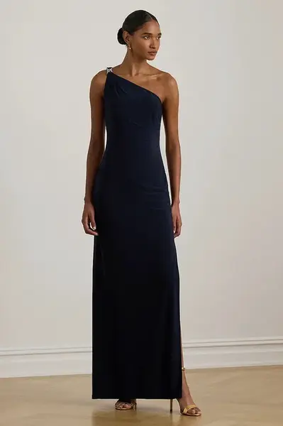 Šaty Lauren Ralph Lauren tmavomodrá barva, maxi, přiléhavé, 253980922